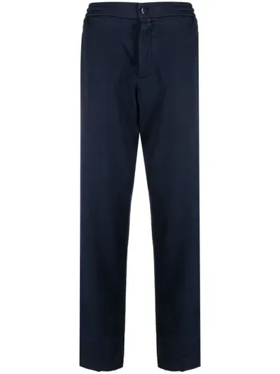 Kiton Straight-leg Cotton Trousers In Blue