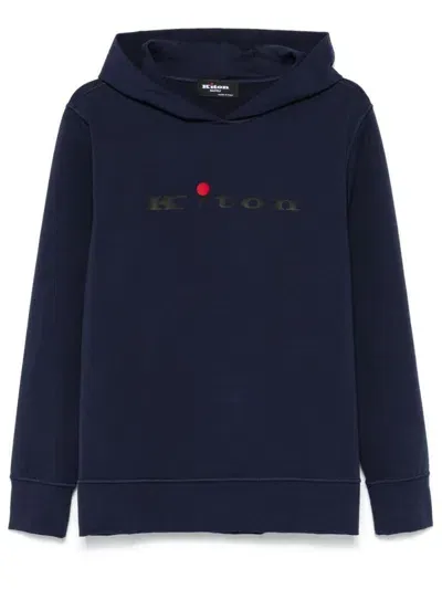 Kiton Sweatshirt With Rubberized Logo In Blue