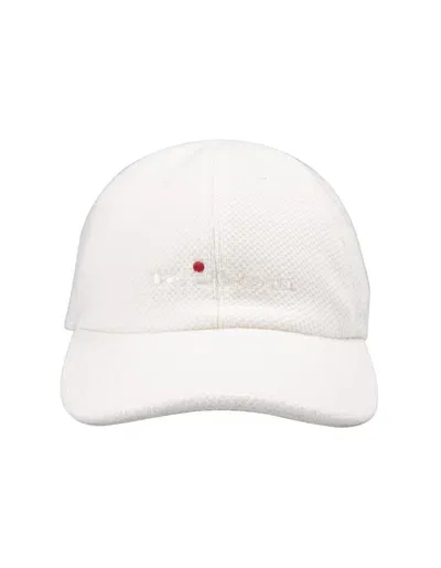 Kiton White Cashmere Baseball Hat With Logo