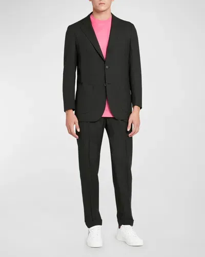 Knt Men's Classic Wool Suit In Black