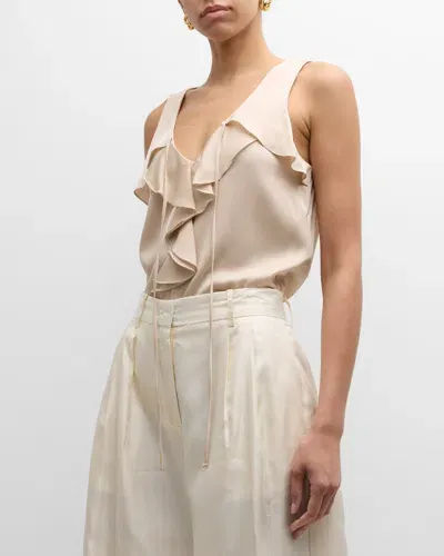 Kobi Halperin Demy Sleeveless Ruffle Blouse In Antique