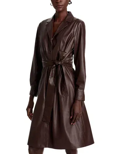 Kobi Halperin Dixie Faux Leather Shirtdress In Mocha