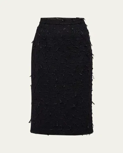 Kobi Halperin Mayson Frayed Tweed Midi Skirt In Black