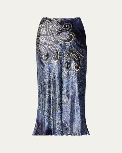 Kobi Halperin Sevilla Bandana-print Velvet Midi Skirt In Midnight Multi