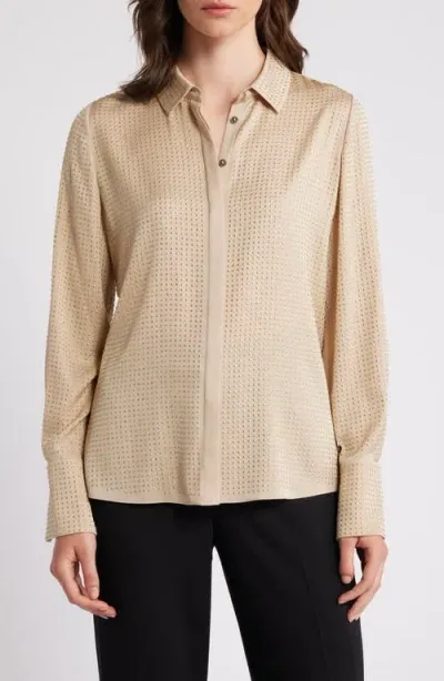 Kobi Halperin Studded Stretch Silk Blend Button-up Shirt In Palomino