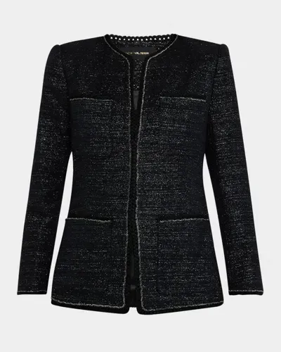 Kobi Halperin Teigen Chain-trim Metallic Tweed Jacket In Black Multi