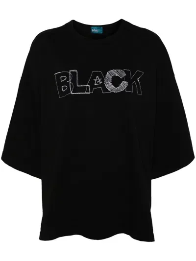 Kolor Embroidered Cotton T-shirt In Black