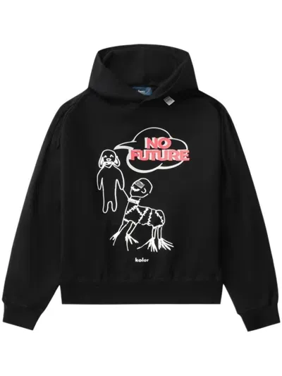 Kolor Logo-print Cotton Hoodie In Black