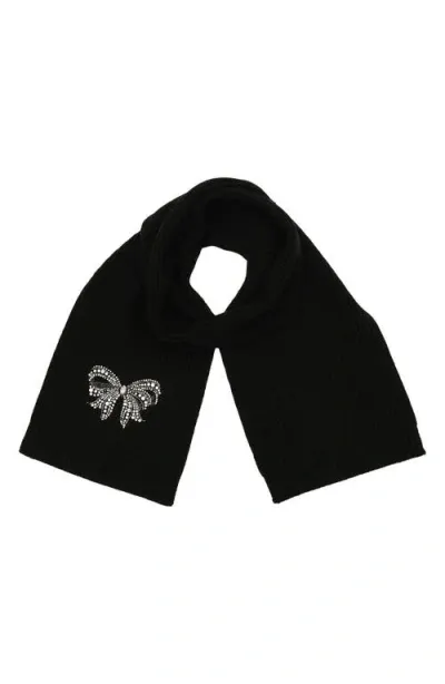 Kurt Geiger London Crystal Bow Scarf In Black