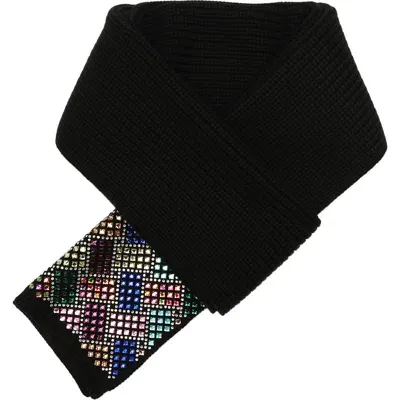 Kurt Geiger London Crystal Embellished Scarf In Black