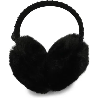 Kurt Geiger London Crystal Faux Fur Ear Muffs In Black