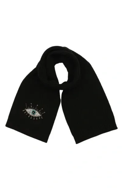 Kurt Geiger London Evil Eye Crystal Embellished Scarf In Black