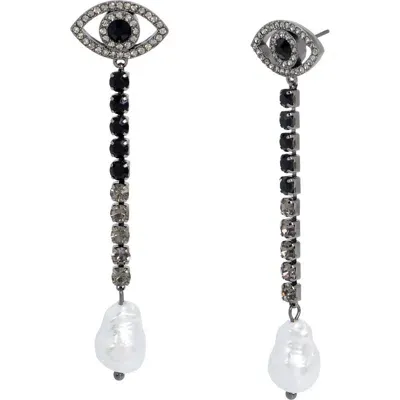 Kurt Geiger London Eye Linear Drop Earrings In Black