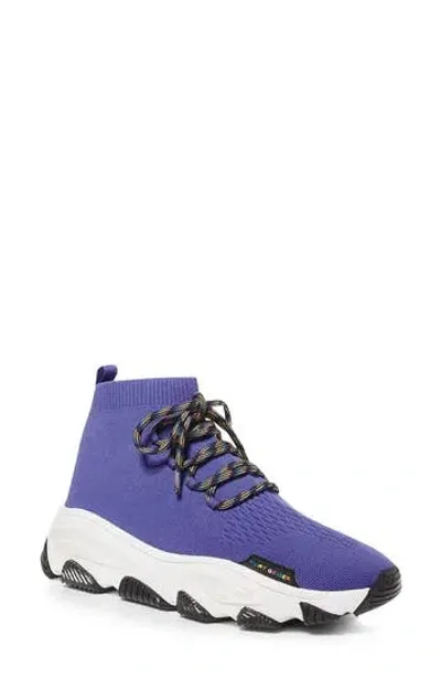 Kurt Geiger London Lettie Knit Lace-up Sneaker In Blue