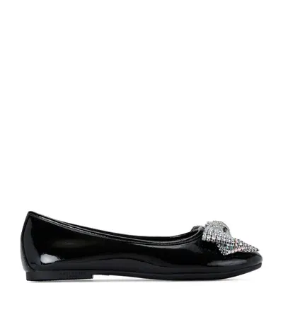 Kurt Geiger Kids' Patent Leather Mini Eagle Bow Ballet Flats In Black