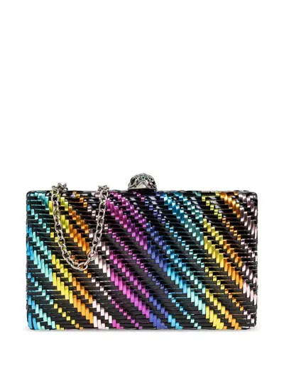 Kurt Geiger Striped Woven Clutch Bag In Pink