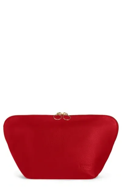 Kusshi Vacationer Leather Makeup Bag In Red