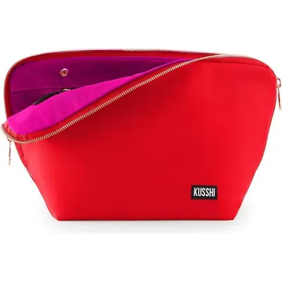 Kusshi Vacationer Makeup Bag In Candy Apple Red/pink Nylon