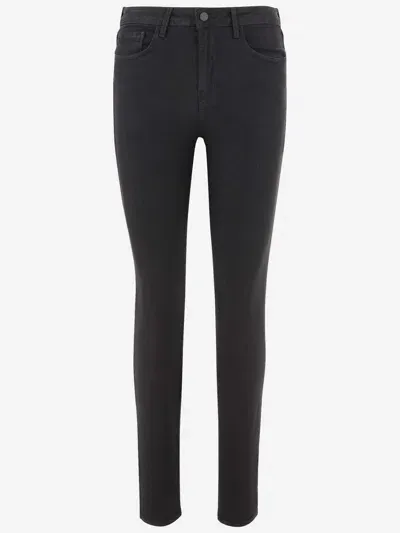 L Agence Cotton Blend Denim Jeans In Black