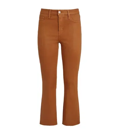 L Agence Kendra Cropped Flared Jeans In Brown