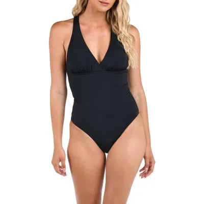 La Blanca Island Goddess Cross Back One-piece Swimsuit In Black