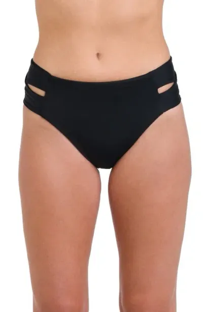 La Blanca Island Goddess Keyhole Bikini Bottoms In Black