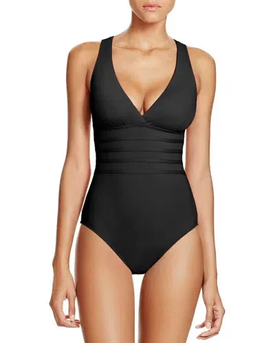 La Blanca Island Goddess Multistrap Cross Back One Piece Swimsuit In Black