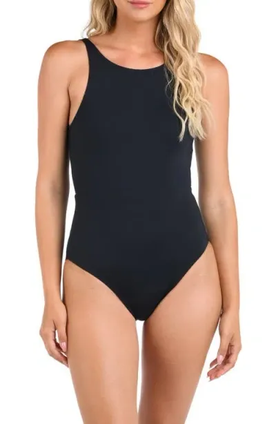 La Blanca Island Godess Scoop Neck One-piece Swimsuit In Black