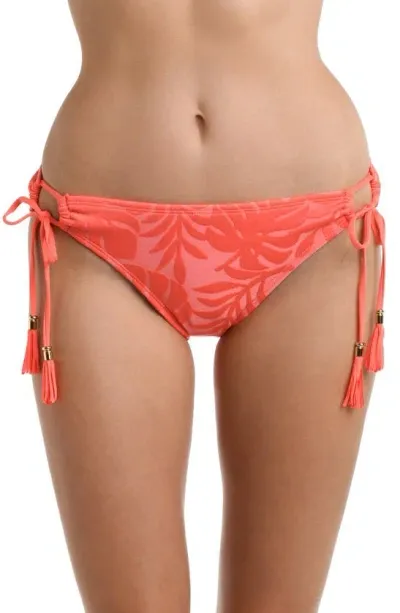 La Blanca Island Palm Adjustable Loop Hipster Bikini Bottoms In Pink