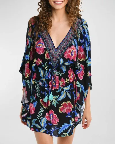 La Blanca Midnight V-neck Caftan In Black