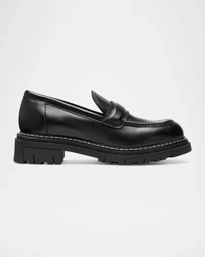 La Canadienne Della Leather Slip-on Loafers In Black