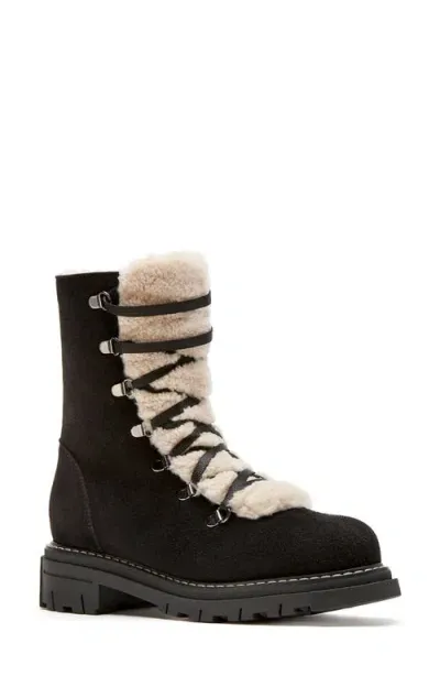 La Canadienne Diego Suede Shearling Ranger Boots In Black