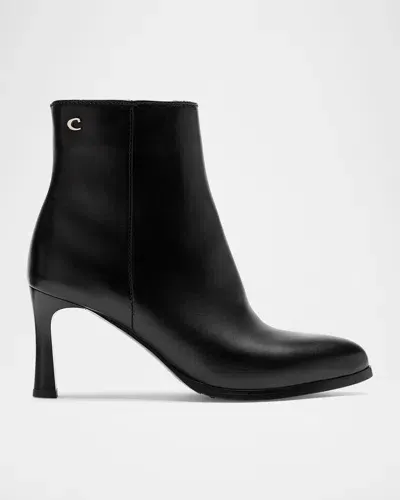 La Canadienne Ellenor Leather Stiletto Booties In Black