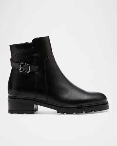 La Canadienne Shai Leather Buckle Ankle Booties In Black