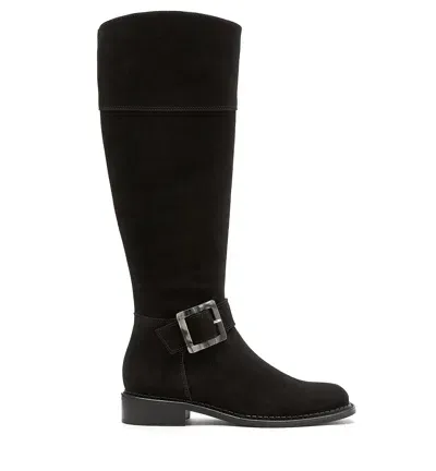 La Canadienne Saige Suede Buckle Knee Boots In Black