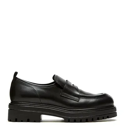 La Canadienne Tray Leather Lug-sole Penny Loafers In Black