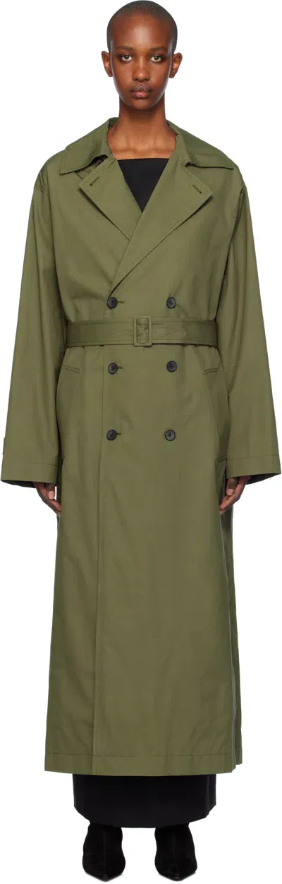 La Collection Khaki Marike Trench Coat In Forest