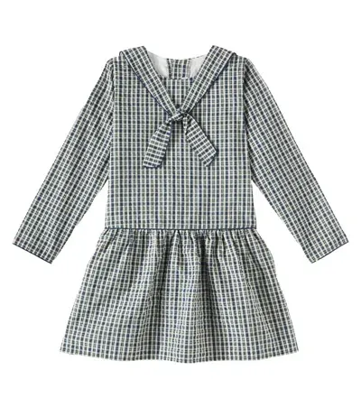 La Coqueta Kids' Aranda Tartan Dress In Blue