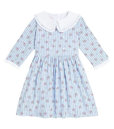 La Coqueta Kids' Provenza Floral Striped Dress In Blue