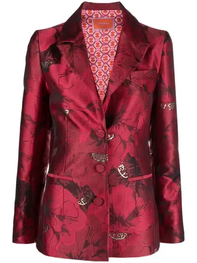 La Doublej 24/7 Brocade Single-breasted Blazer In Red