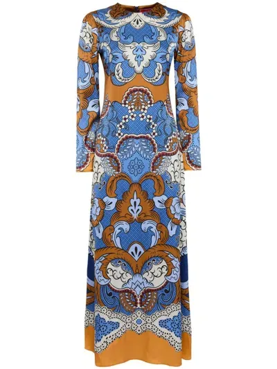 La Doublej All-over Printed Dress In Blue