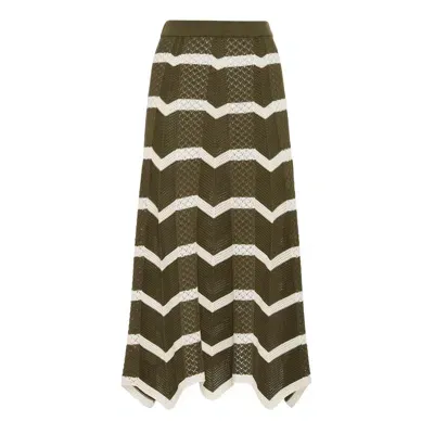 La Doublej Chevron Skirt In Solid Camouflage