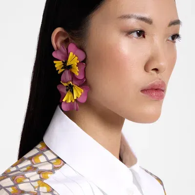 La Doublej Flora Earrings In Solid Pink