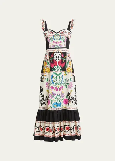 La Doublej Floral Gingerbread Midi Dress In Multi