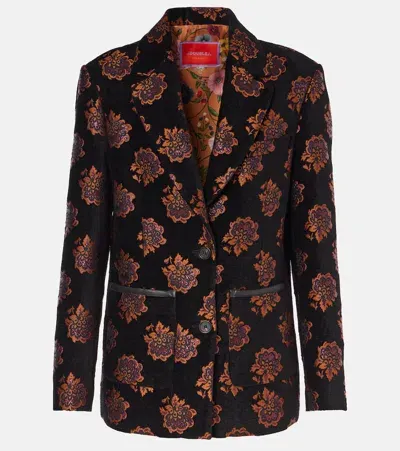 La Doublej Kelly Jacquard Blazer Jacket In Rosette Jacquard