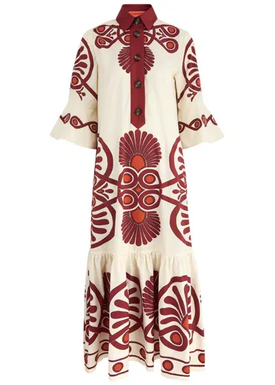 La Doublej La Double J Artemis Printed Cotton-poplin Maxi Dress In Red