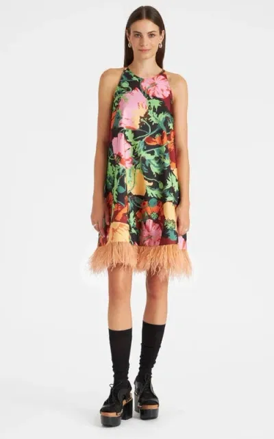 La Doublej La Fenice Mini Dress With Feathers Wonderland Black