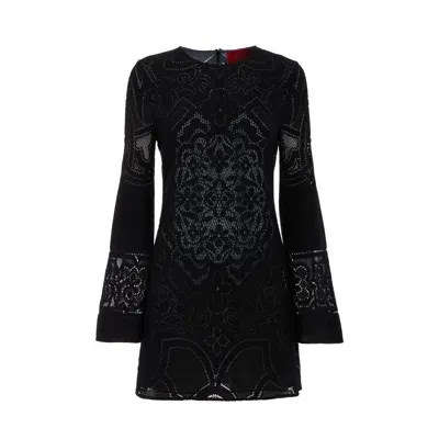 La Doublej Lacey Mini Supreme Swing Dress In Solid Black