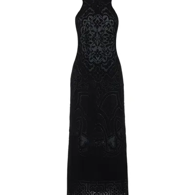 La Doublej Lacey Racer Dress In Solid Black