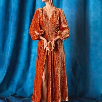 La Doublej Long Camerino Dress In Banquet Orange